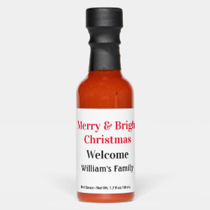 Merry Bright Christmas add family name welcome joy Hot Sauces