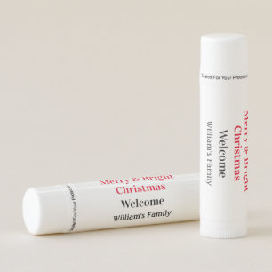 Merry Bright Christmas add family name welcome joy Lip Balm