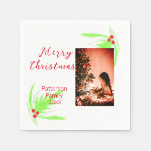 Merry Bright Christmas add family name welcome joy Napkins