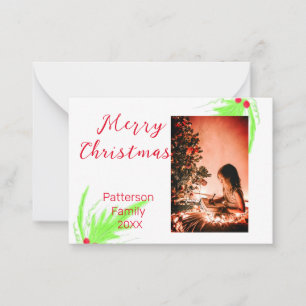 Merry Bright Christmas add family name welcome joy Note Card