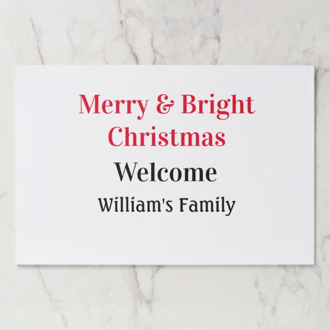 Merry Bright Christmas add family name welcome joy Paper Pad (Front)