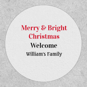 Merry Bright Christmas add family name welcome joy Patch