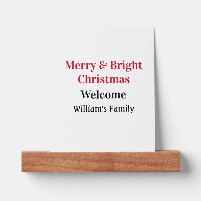 Merry Bright Christmas add family name welcome joy Picture Ledge (Front)