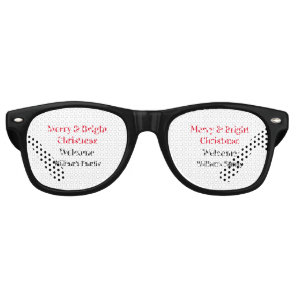 Merry Bright Christmas add family name welcome joy Retro Sunglasses