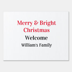 Merry Bright Christmas add family name welcome joy Sign