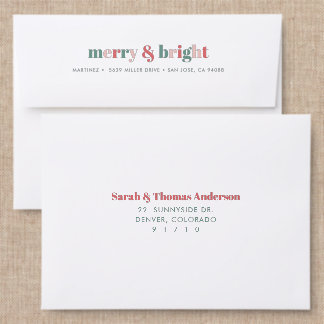 Merry & Bright Christmas Back Addressed Envelopes