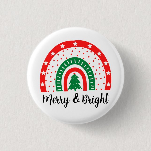 Merry & Bright Christmas Button (Front)