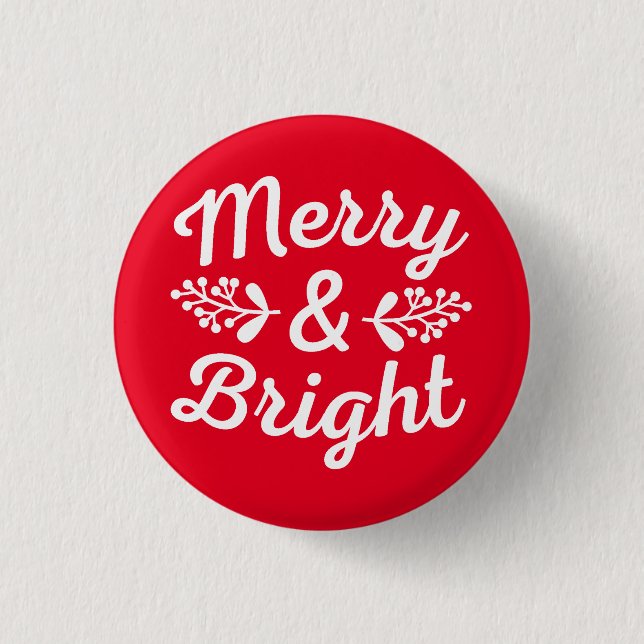 Merry & Bright Christmas   Button (Front)