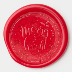 Merry Bright Christmas Calligraphy Wax Seal Sticker