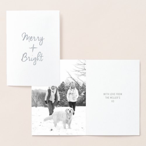 Merry  Bright Christmas Card  Real Silver Foil