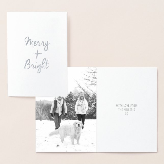 Merry + Bright Christmas Card | Real Silver Foil (Display)