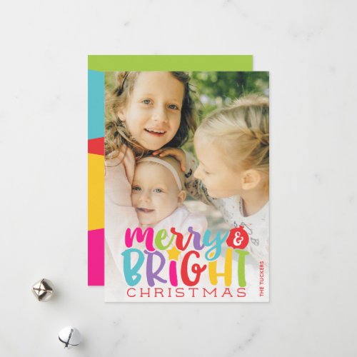 Merry  Bright Christmas Colorful Cute Holiday Card