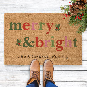 Merry & Bright Christmas Fun Family Fiber Doormat