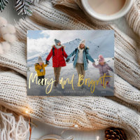 Merry & Bright Christmas Gold Foil & Photo