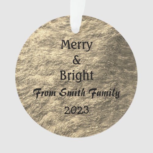 Merry  Bright Christmas Gold Golden Sepia Gift Ornament