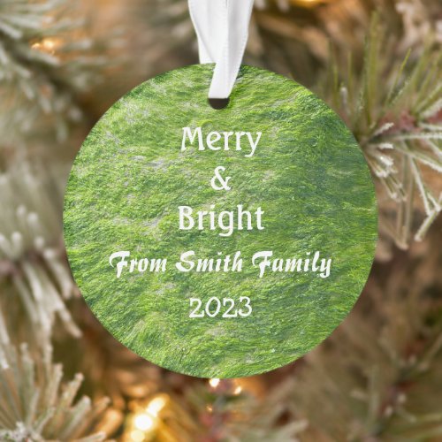 Merry  Bright Christmas Green Custom Name Gift Ornament