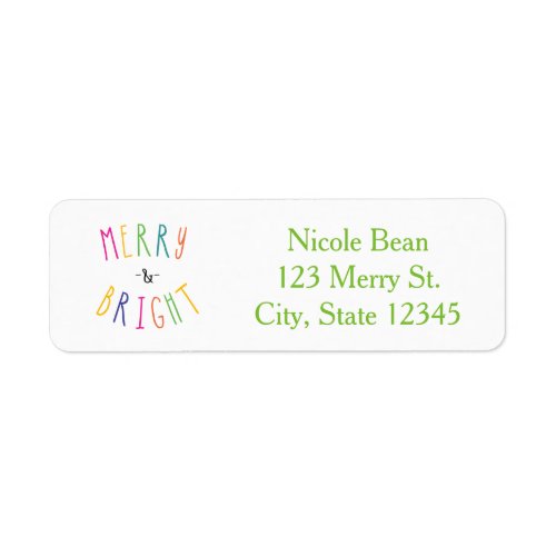 MERRY  BRIGHT Christmas Holiday Address Labels
