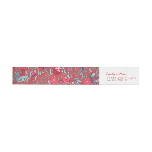 Merry  Bright Christmas Holiday Elements Address Wrap Around Label