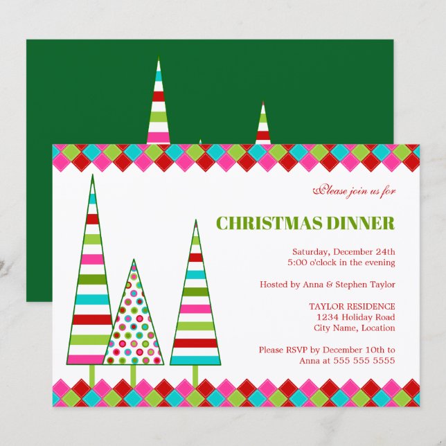 Merry & Bright Christmas Holiday Invitation (Front/Back)
