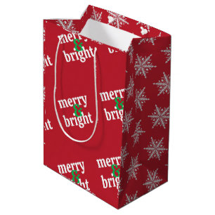 "Merry & Bright" Christmas Holiday  Medium Gift Bag