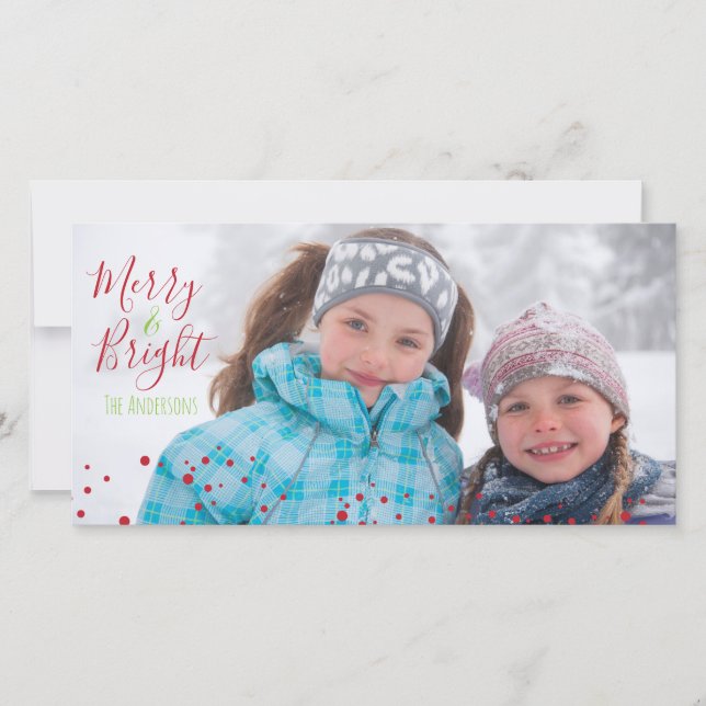 Merry & Bright Christmas Holiday Photocard (Front)