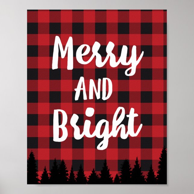 Merry & Bright Christmas/Holiday Wall Print Poster (Front)