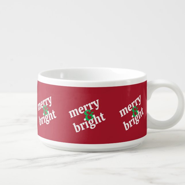 "Merry & Bright" Christmas Ice Cream Bowl (Left)