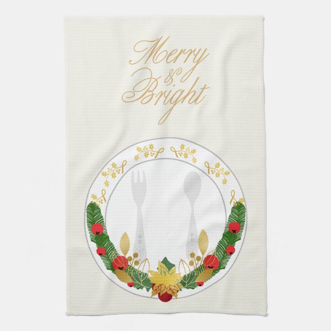 Merry & Bright Christmas Kitchen Towel (Vertical)