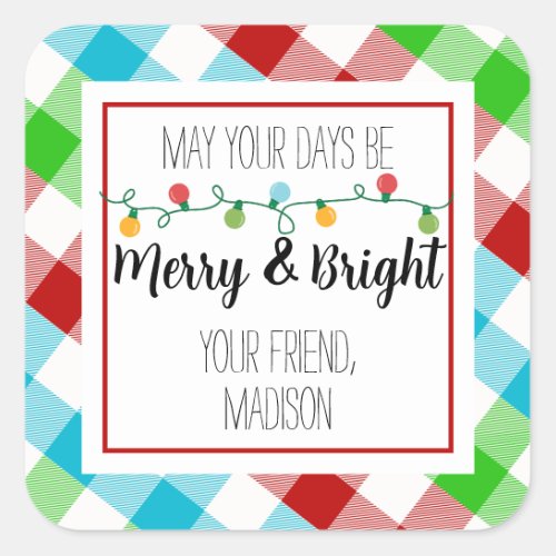 Merry  Bright Christmas Light Gift Tag