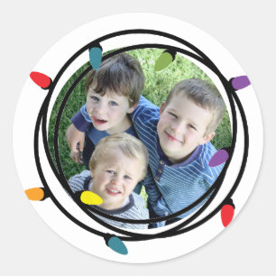 Merry & Bright Christmas Lights Classic Round Sticker