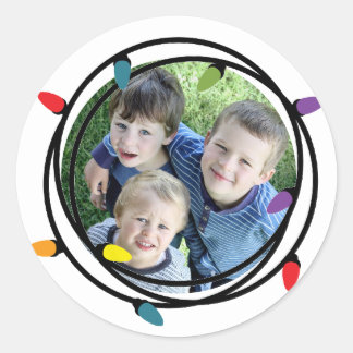 Merry & Bright Christmas Lights Classic Round Sticker