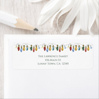 Merry & Bright Christmas Lights Return Address Label