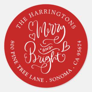 Merry Bright Christmas Name Return Address Labels