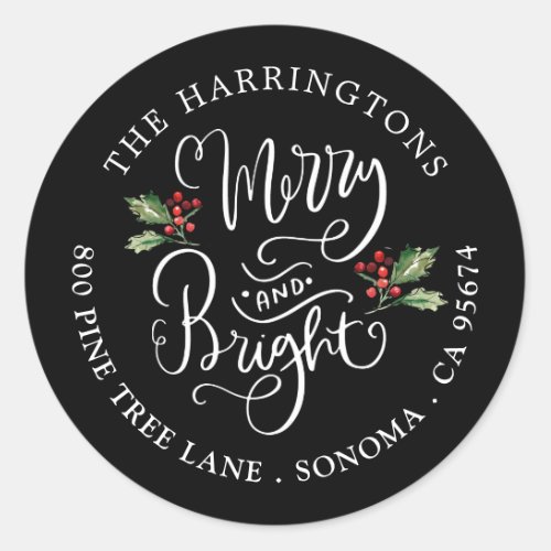 Merry Bright Christmas Name Return Address Labels