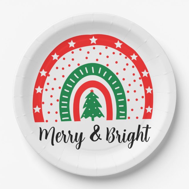 Merry & Bright Christmas  Paper Plates (Front)