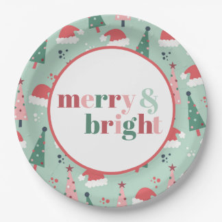 Merry & Bright Christmas Paper Plates