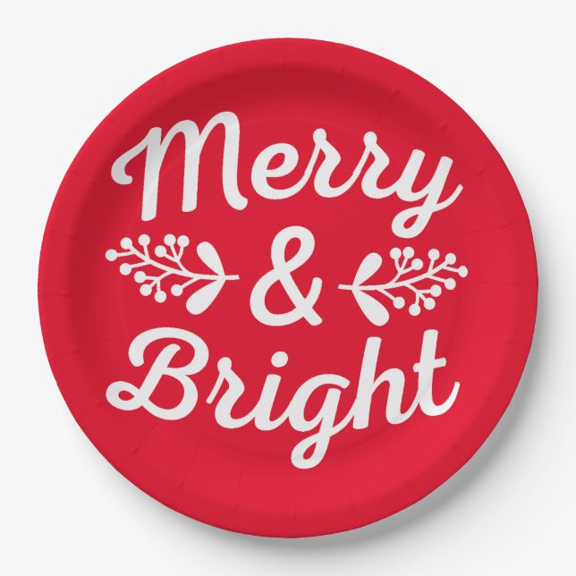 Merry & Bright Christmas   Paper Plates (Front)