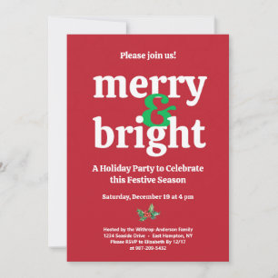 "Merry & Bright" Christmas Party Invitation