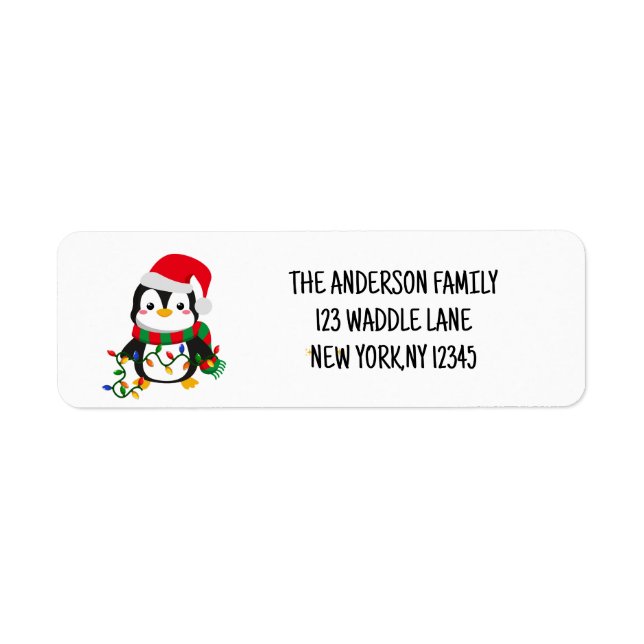 Merry & Bright Christmas Penguin Label (Front)