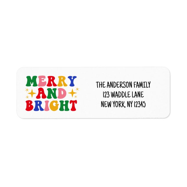 Merry & Bright Christmas Penguin Label (Front)
