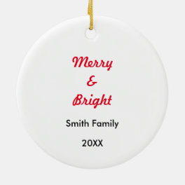 Merry Bright Christmas Photo Baby Kid Custom Cute Ceramic Ornament