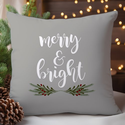 Merry &Amp;Amp; Bright Christmas Pine Throw Pillow