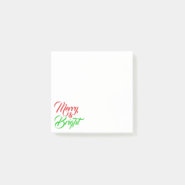 Merry & Bright Christmas Post-it Notes (Front)