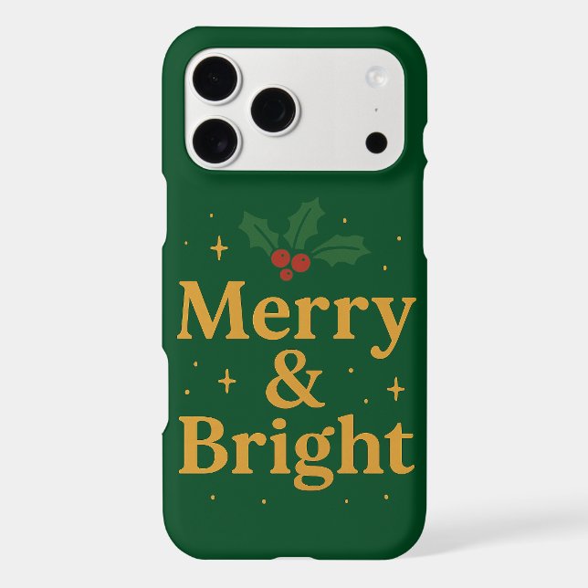 Merry & Bright Christmas Quote Case-Mate iPhone Case (Back)