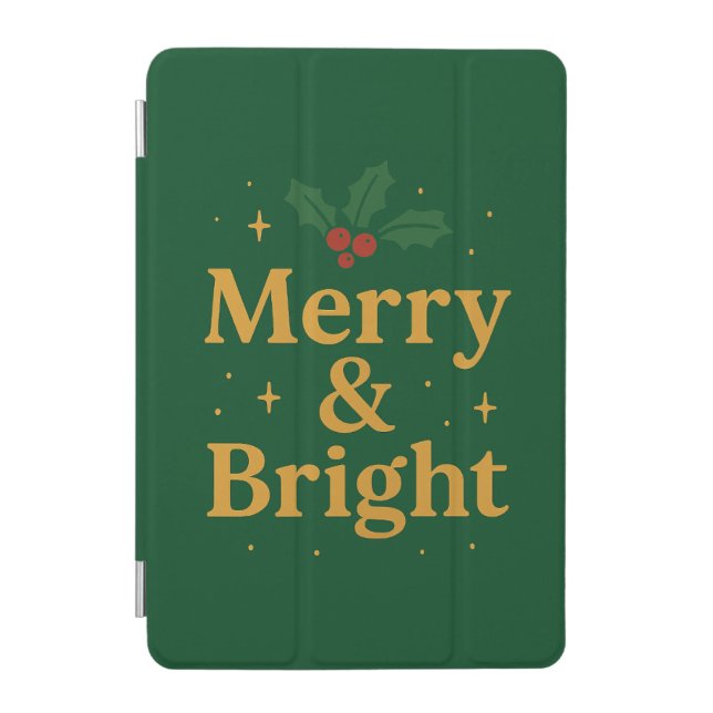 Merry & Bright Christmas Quote iPad Mini Cover (Front)