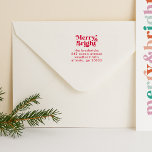 Merry & Bright Christmas Return Address Self-inking Stamp<br><div class="desc">A Christmas self-inking return address stamp featuring the words "merry & bright" in a retro font.

The trendy typography will make this a popular choice.</div>