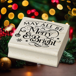 Merry & Bright Christmas Scrapbook Rubber Stamp