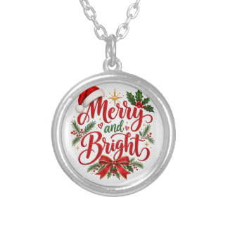 Merry & Bright Christmas Silver Plated Necklace