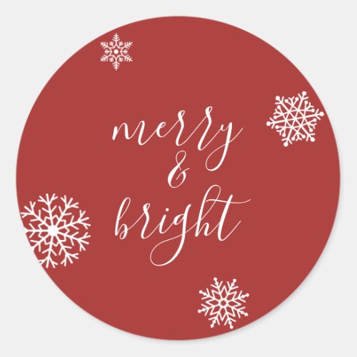 Merry  Bright Christmas Snowflakes Stickers