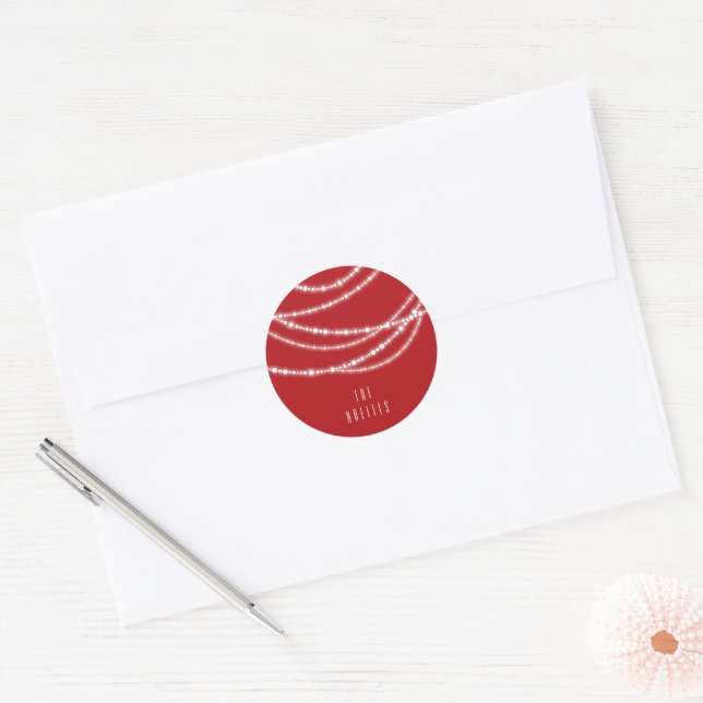 Merry & Bright Christmas Sparkling Lights Holiday Classic Round Sticker (Envelope)